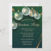 エレガントなクリスマス ボール グリーンクリスマスパーティ 招待状 (正面)