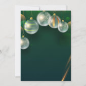 エレガントなクリスマス ボール グリーンクリスマスパーティ 招待状 (裏面)