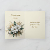 エレガントなクリスマス ポインセチアの花 休日 カード (内部)