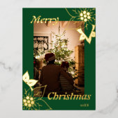 エレガントなクリスマス ポートレート フォト 箔シーズンカード (正面)