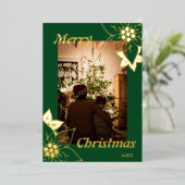 エレガントなクリスマス ポートレート フォト 箔シーズンカード (立ち正面)