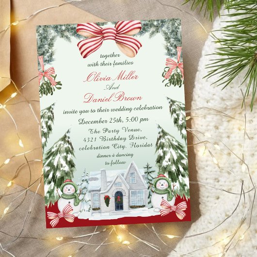 エレガントなクリスマス+冬の結婚式 招待状