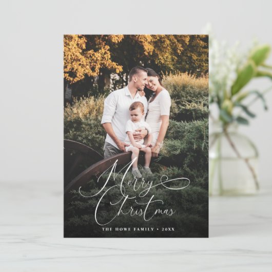 エレガントなクリスマス 現代の写真 松ぼっくり シーズンカード (スタンド正面)