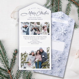 エレガントなクリスマス 4 枚の写真を使ったグリーティング ホリデー カード