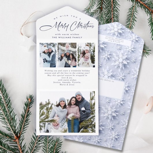 エレガントなクリスマス 4 枚の写真を使ったグリーティング ホリデー カード