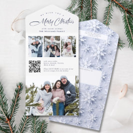 エレガントなクリスマス 4 枚の写真を飾るQRコードのホリデーカード オールインワン招待状