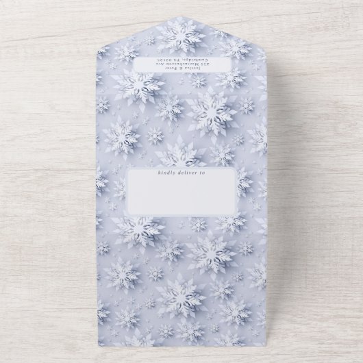 エレガントなクリスマス 4 枚の写真を飾るQRコードのホリデーカード オールインワン招待状 (外側)