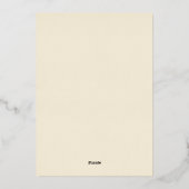 エレガントなクリームとゴールドのイスラム教 ムスリム結婚式 箔招待状 (裏面)