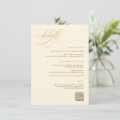 エレガントなクリームとゴールドの結婚式の詳細 エンクロージャーカード (スタンド正面)