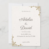 エレガントなクリームとゴールドの結婚式招待状 招待状 (正面)