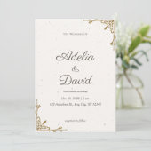 エレガントなクリームとゴールドの結婚式招待状 招待状 (スタンド正面)