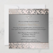 エレガントなクリームとシルバーの招待状にリボン 招待状 (裏面)