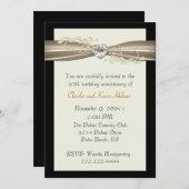 エレガントなクリームとブラックの結婚50周年招待状 招待状 (正面/裏面)