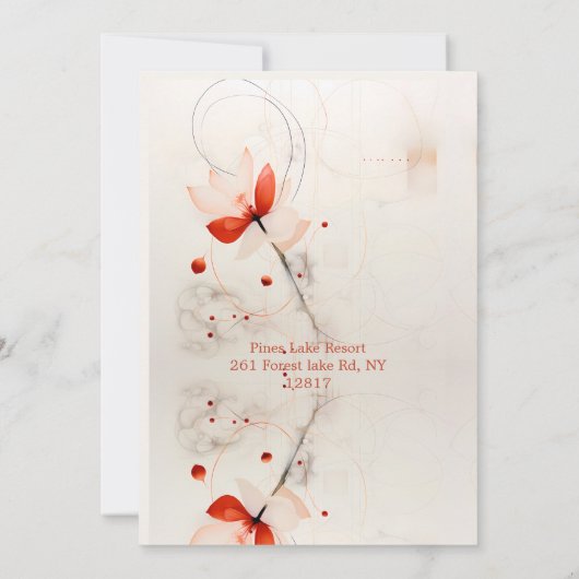 エレガントなクリームと赤いポピーのウェディング セーブザデート (裏面)