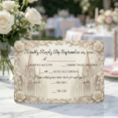 エレガントなクリームのモノクローム大聖堂 出欠カード