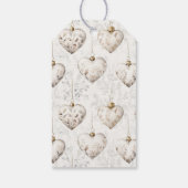 エレガントなクリームグレー ハート オーナメント 結婚式 ギフトタグ (裏面)