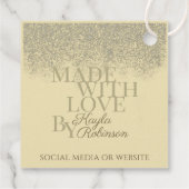 エレガントなクリームシルバーグレイグリッター雨エレガント フェイバータグ (裏面)