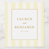 エレガントなクリームストライプのウェディング ワインラベル (シングルラベル)