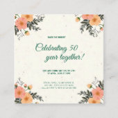 エレガントなクリームフラワー50周年招待状 エンクロージャーカード (正面)