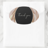 エレガントなクリームローズ フラワーステッカー「ありがとう」 楕円形シール (バッグ)