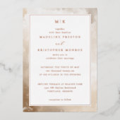 エレガントなクリーム大理石の結婚式招待状 箔招待状 (正面)