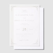 エレガントなクリーム幾何学 ベラム紙招待状 (オフセット)