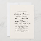 エレガントなクリーム色のシンプルモダンウェディングレセプション 招待状 (正面)