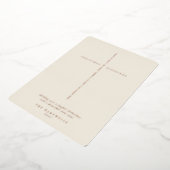 エレガントなクリーム色のスクリプトクロスホイルホリデーカード 箔シーズンカード (回転した状態)
