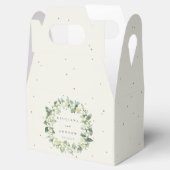 エレガントなクリーム色のスノーベリー+ユーカリのリース ウェディング フェイバーボックス (オープン)