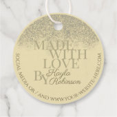 エレガントなクリーム シルバー グレー グリッター レイン エレガント フェイバータグ (裏面)