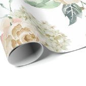エレガントなクリーム フローラル ボタニカル ウェディング ラッピングペーパー (ロールコーナー)