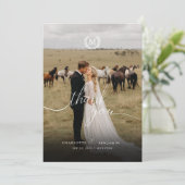 エレガントなクレストモノグラム2枚写真 サンキューカード (スタンド正面)