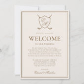エレガントなクレストモノグラム ゴルフ ウェディング ウェルカムノート 招待状 (正面)