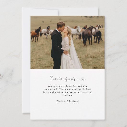 エレガントなクレストモノグラム 2 フォト サンクスカード サンキューカード (裏面)