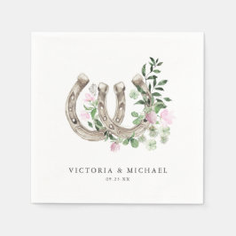 エレガントなクローバー ホースシューズ ボタニカル ウェディング スタンダードカクテルナプキン