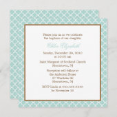 エレガントなクワトロフィール柄ベビーの洗礼 招待状 (正面/裏面)