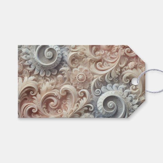エレガントなグラデーション パステルレースパターン 中型ギフトB ギフトタグ (正面(横))