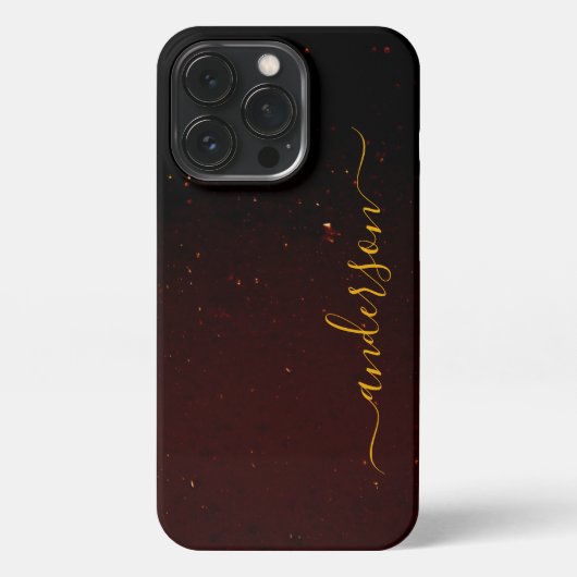 エレガントなグリッターのイニシャル名 iPhoneケース (裏面)