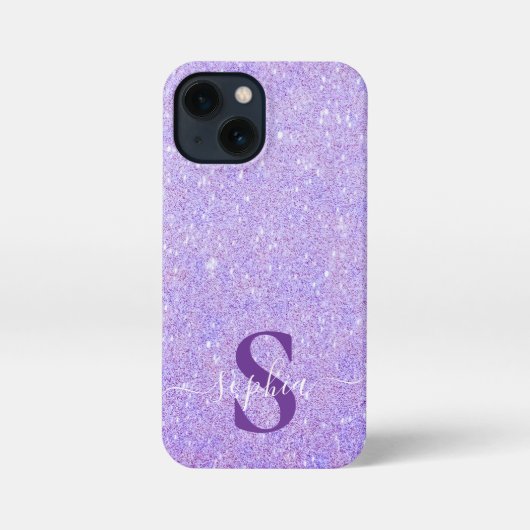エレガントなグリッターのイニシャル名 iPhoneケース (裏面)