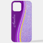 エレガントなグリッターのイニシャル名 iPhoneケース (裏面)