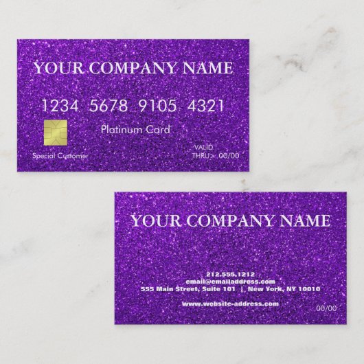 エレガントなグリッターのクレジットカード 名刺 (正面/裏面)
