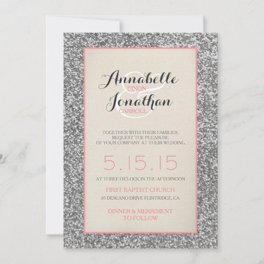 エレガントなグリッターの結婚式の発表の招待状 招待状 (正面)