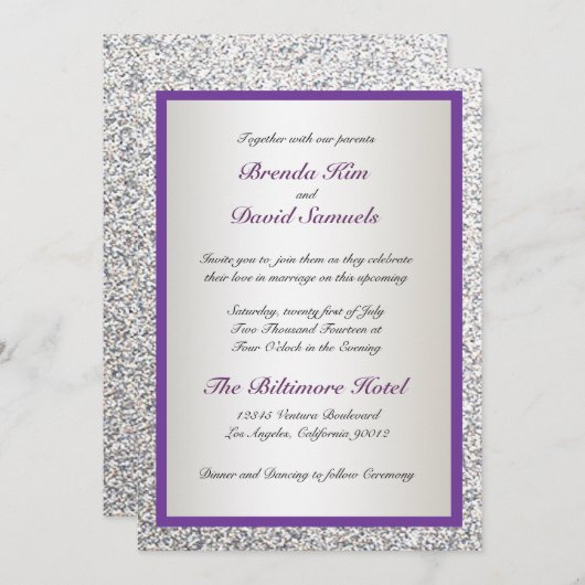 エレガントなグリッターの結婚式招待状 招待状 (正面/裏面)