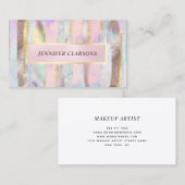 エレガントなグリッターゴールドの水彩ブラシ ガーリー モダン 名刺 (正面/裏面)