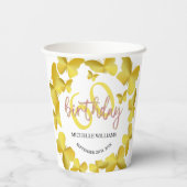 エレガントなグリッターゴールドの蝶のカリグラフィー 紙コップ (裏面)