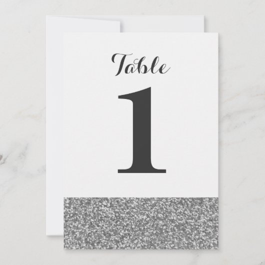 エレガントなグリッター結婚式テーブルナンバーカード 招待状 (正面)