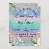 エレガントなグリッター結婚式招待状 シーズンカード (正面/裏面)