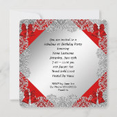 エレガントなグリッター赤いヒール誕生日パーティー 招待状 (裏面)