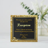 エレガントなグリッター ウェディング リング - 結婚式の披露宴 招待状 (スタンド正面)