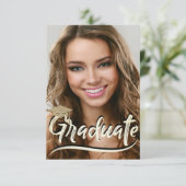 エレガントなグリッター キャップ、写真 卒業パーティー 招待状 (スタンド正面)